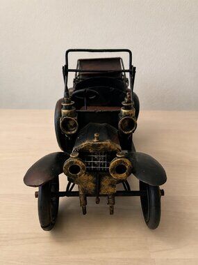 Vintage Black Metal Automobile Model Car Decorative Display Ornament Touring Car